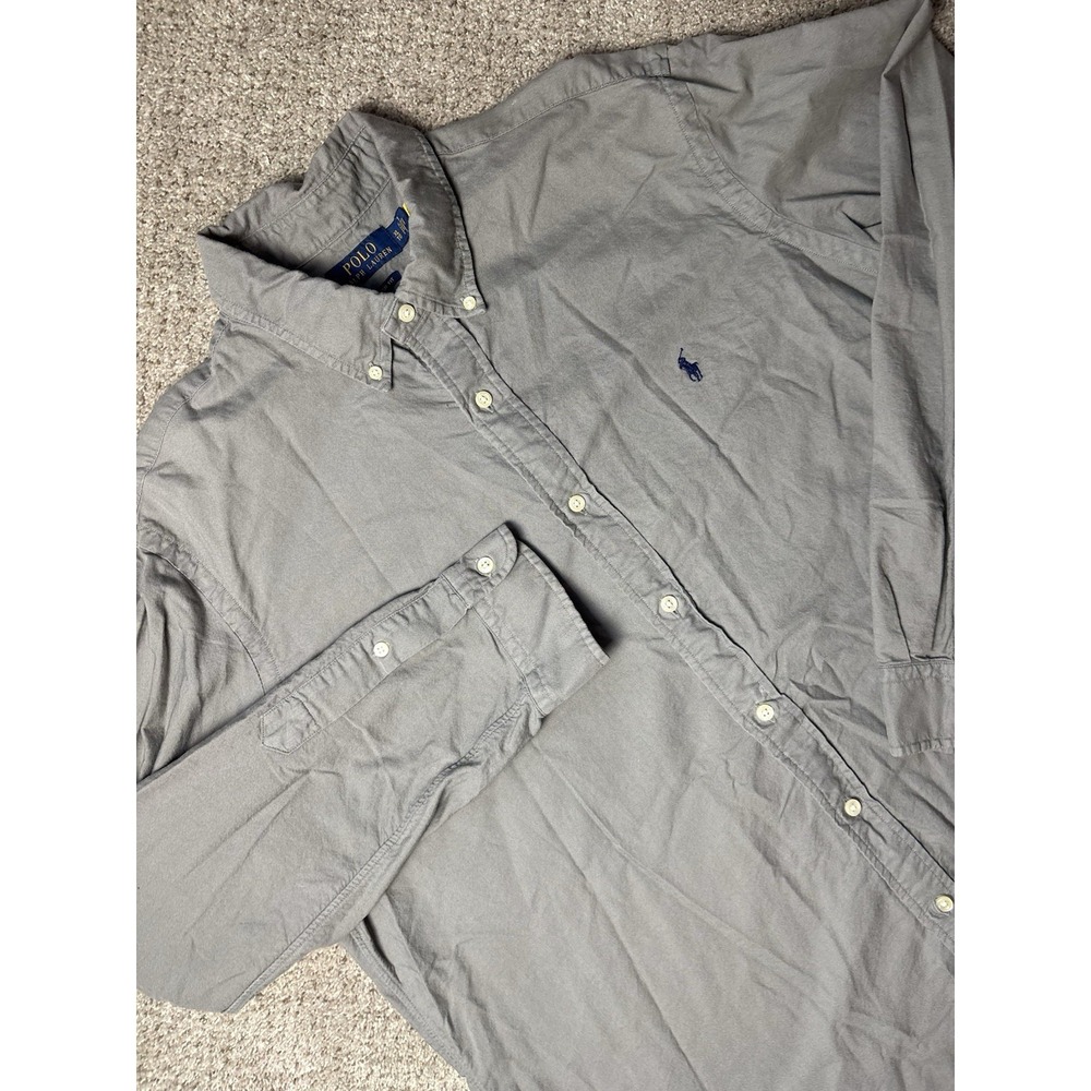 Polo Ralph Lauren Mens XL Classic Fit Button Down Long Sleeve Shirt Solid Gray
